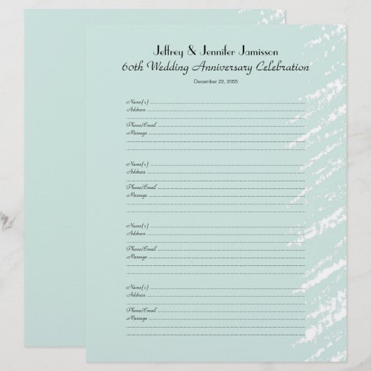 60. Jubiläum Party Gästebuch-Anmeldeseite (Vorne/Hinten)