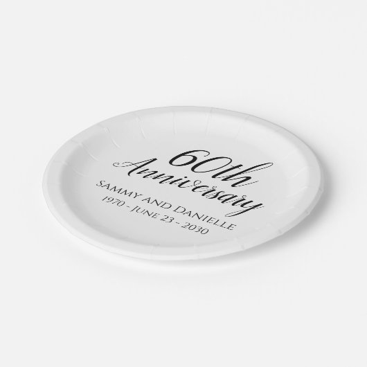 60. Jubiläum Party Paper Tellers Tableware Pappteller (Schrägansicht)