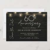 60. Jubiläum Party Rustikale Holzleuchten Save The Date (Vorderseite)