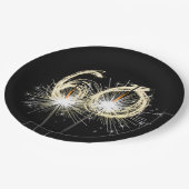 60. Jubiläum Party Sparklers auf Black Pappteller (Schrägansicht)