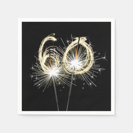 60. Jubiläum Party Sparklers auf Black Serviette (Vorderseite)