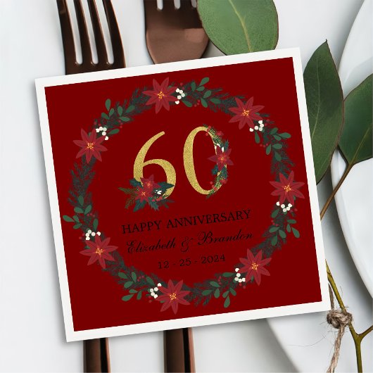 60. Jubiläum Personalisierten Weihnachten Napkins Serviette