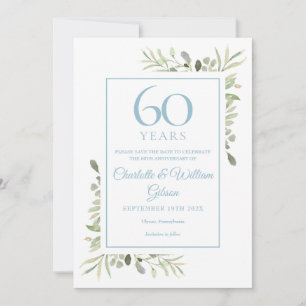 60. Jubiläum Save-the-Date-Aquarell-Blumen Save The Date