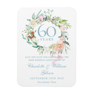 60. Jubiläum Save-the-Date Country-Rosen Magnet