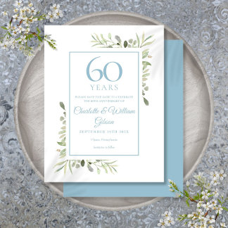 60. Jubiläum Save the Date Grüne Postkarte