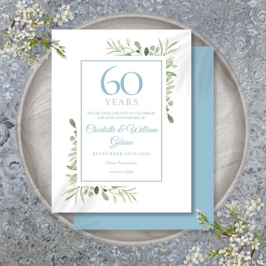 60. Jubiläum Save the Date Grüne Postkarte