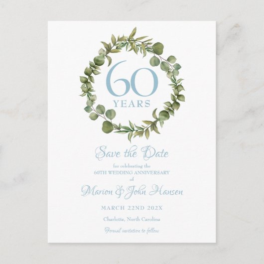 60. Jubiläum Save the Date Grüngarland Ankündigungspostkarte (Vorderseite)