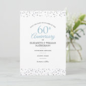 60. Jubiläum Save the Date Hearts Confetti Einladung (Stehend Vorderseite)