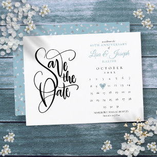 60. Jubiläum Save-the-Date Herz-Kalender Ankündigungspostkarte