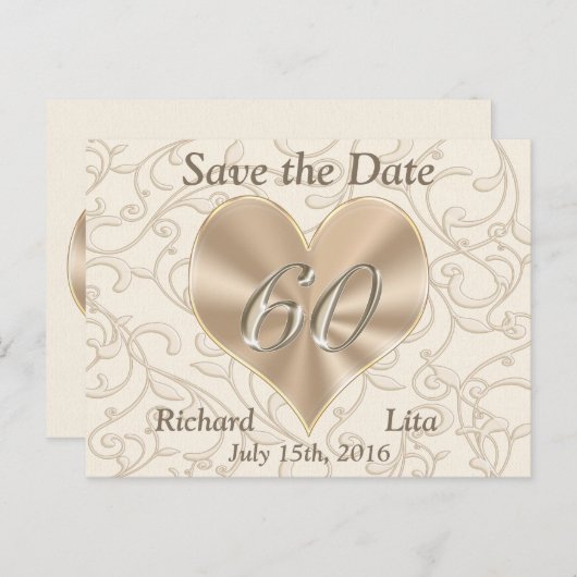 60. Jubiläum Save the Date Postkarten (Vorne/Hinten)