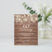 60. Jubiläum String Lights Wood Save the Date Ankündigungspostkarte (Stehend Vorderseite)