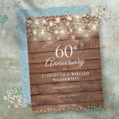 60. Jubiläum String Lights Wood Save the Date Ankündigungspostkarte