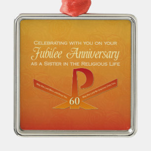 60. Jubiläums-Jahrestag Nun Pax Kreuz, Orange Silbernes Ornament