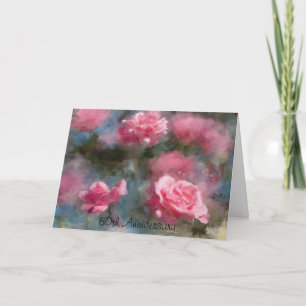 60. Jubiläums-Rosakarte in Pink Karte