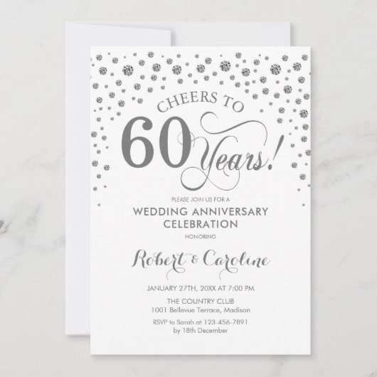 60. Jubiläumsfeier - Silver White Einladung (Vorderseite)