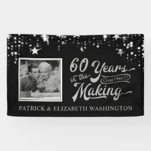 60. Jubiläumsfoto Schwarz und Silber Sterne Banner