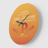 60. Jubiläumsjahr Nun Pax Cross, Orange Große Wanduhr (Winkel)