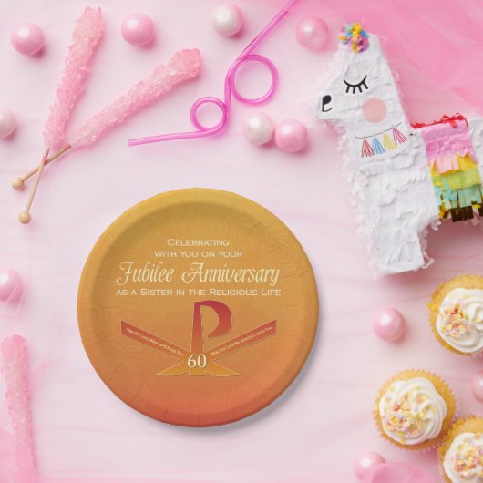 60. Jubiläumsjahr Nun Pax Cross, Orange Pappteller (Party)