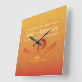 60. Jubiläumsjahr Nun Pax Cross, Orange Quadratische Wanduhr (Winkel)