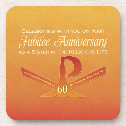 60. Jubiläumsjahr Nun Pax Cross, Orange Untersetzer (Vorderseite)