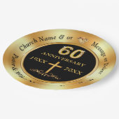 60. Kirchenjubiläum, Schwarz und Gold Pappteller (Schrägansicht)