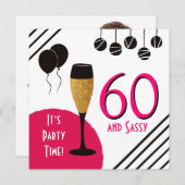 60 Künstlerisches, rosafarbenes schwarzes Foto Einladung (Vorne/Hinten)