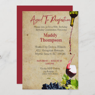 60. Lebensjahr bis Perfection Wein Geburtstagsfeie Einladung