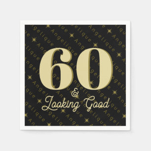 60 & Looking Good Gold Geburtstag Serviette