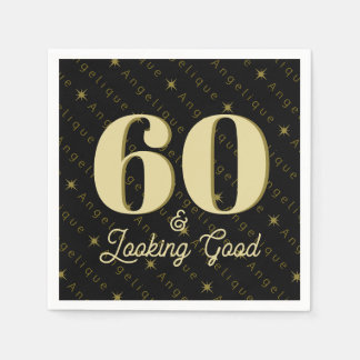 60 & Looking Good Gold Geburtstag Serviette