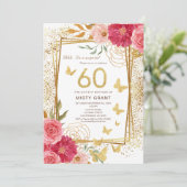 60 Meilenstein | Modern Gold & Pink 60. Geburtstag Einladung (Stehend Vorderseite)