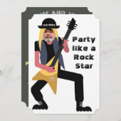 60. Mens 🎸 🤣 Rockstar Birthday Gitarre Funky Fun Einladung (Vorne/Hinten)