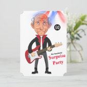 60. Mens 🎸 🤣 Rockstar Birthday Gitarre Funky Fun Einladung (Stehend Vorderseite)