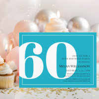 60. Modern Aqua und White Script Geburtstag