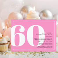 60. Modern Pink und White Script Geburtstag