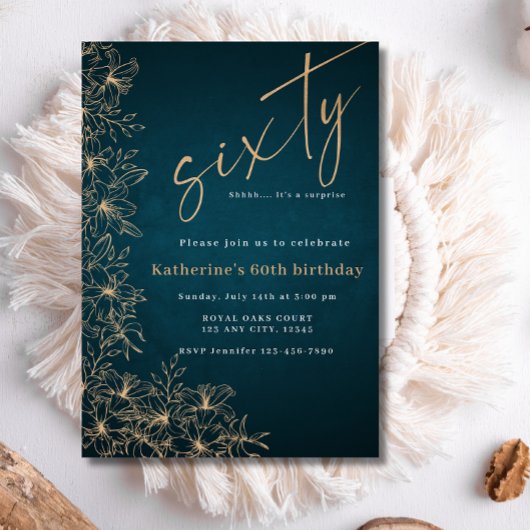 60. Moderne Aquamarin- und Goldflorentour zum Gebu Einladung