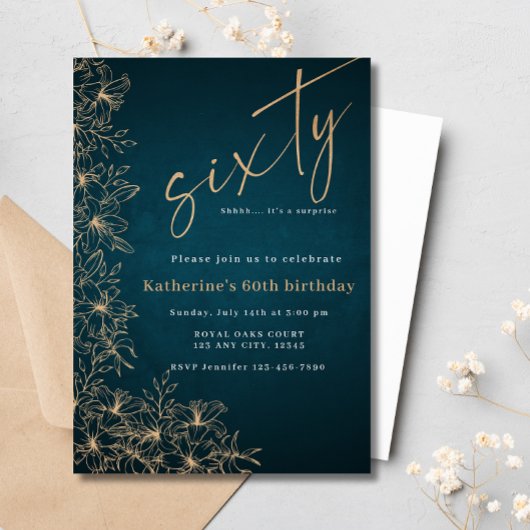 60. Moderne Aquamarin- und Goldflorentour zum Gebu Einladung