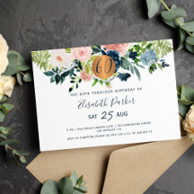 60. Moderne Marine Blume Aquarell Geburtstagsparty