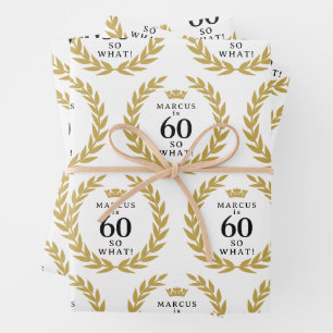 60 Na und Lustiger Lorbeerkranz Krone 60. Geburtst Geschenkpapier Set