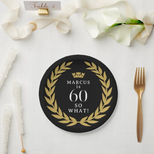 60 Na und Lustiger Lorbeerkranz Krone 60. Geburtst Pappteller (Hochzeit)
