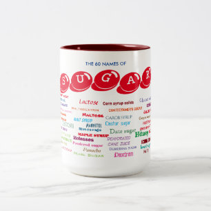 60 Namen des Zuckers Zweifarbige Tasse