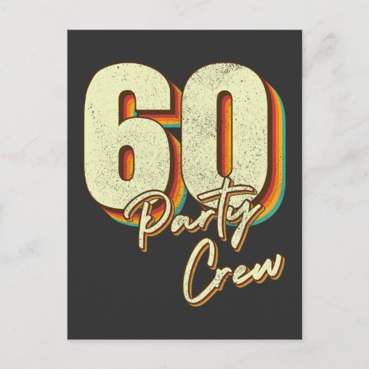 60 Party Crew 60. Geburtstag Postkarte (Vorderseite)