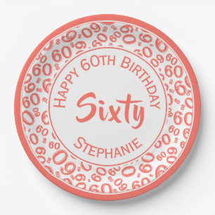 60. Party Random Number Pattern Coral/White Pappteller