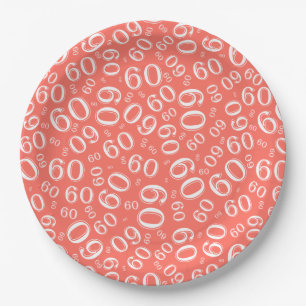 60. Party Random Number Pattern Coral/White Pappteller
