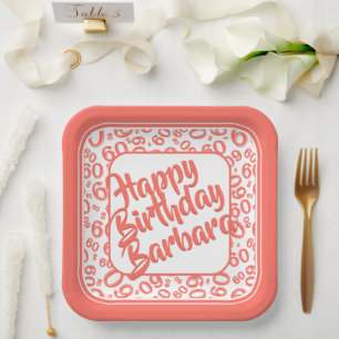 60. Party Random Number Pattern Coral & White Pappteller