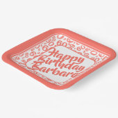 60. Party Random Number Pattern Coral & White Pappteller (Gewinkelt)