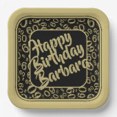 60. Party Random Number Pattern Gold & Black Pappteller (Vorderseite)