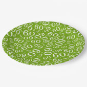 60. Party Random Number Pattern Grün/Weiß Pappteller (Schrägansicht)
