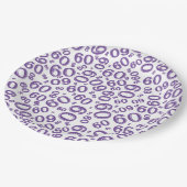 60. Party Random Number Pattern Lila/weiß Pappteller (Schrägansicht)