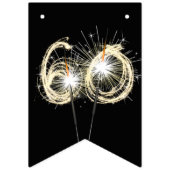 60. Party Sparkler auf schwarz Wimpelkette (Dritte Fahne)