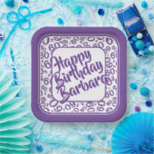 60. Party Zufallszahlenmuster Lila weiß Pappteller (Party)